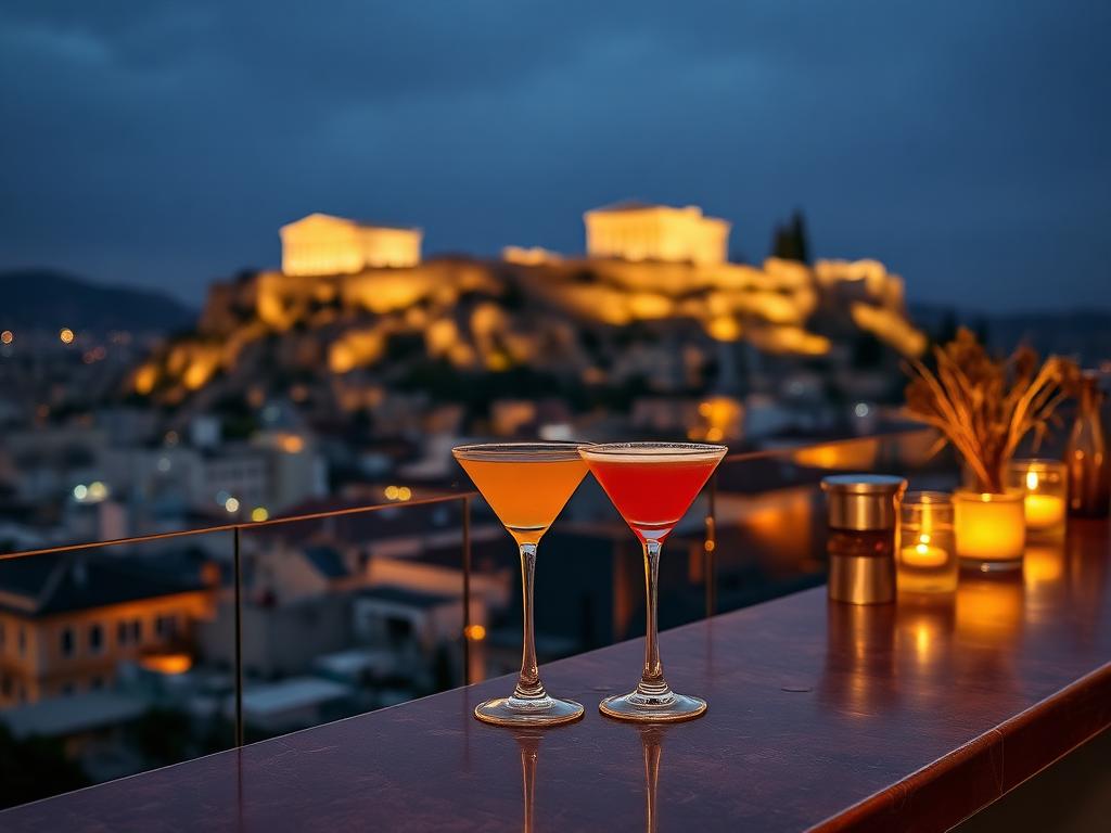 Two signature cocktails on the rooftop